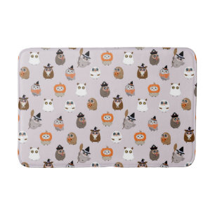 Adorable Halloween Owls Pattern Bath Mat