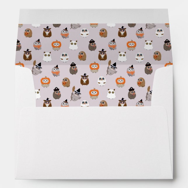Adorable Halloween Owls Pattern Envelope (Back (Bottom))