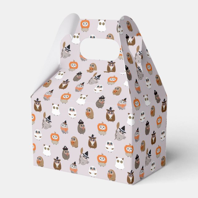 Adorable Halloween Owls Pattern Favor Box (Front Side)