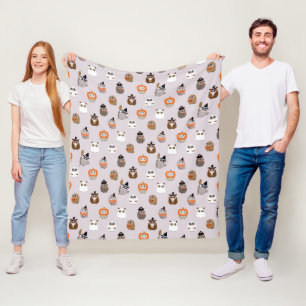 Adorable Halloween Owls Pattern Fleece Blanket