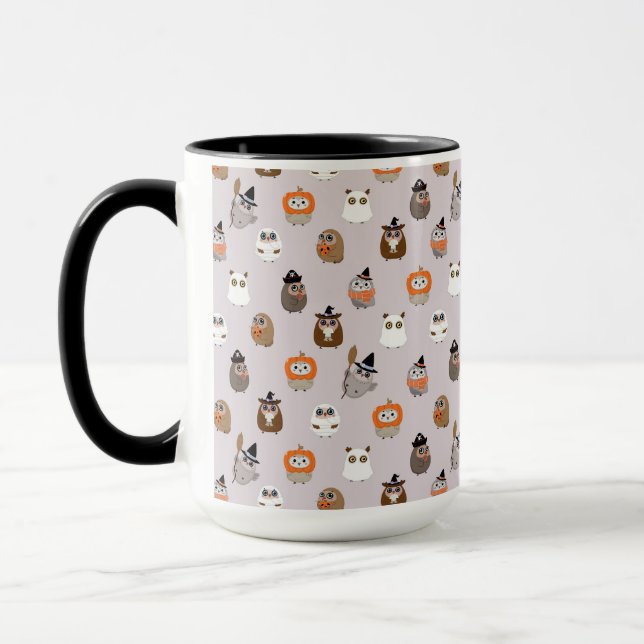 Adorable Halloween Owls Pattern Mug (Left)