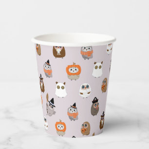 Adorable Halloween Owls Pattern Paper Cups
