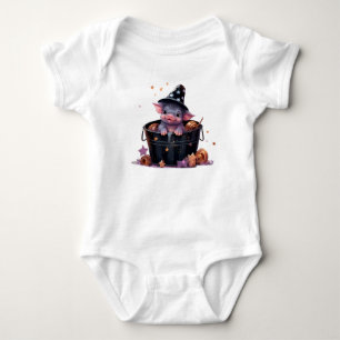 ADORABLE HALLOWEEN PIGLET IN A BUCKET BABY BODYSUIT