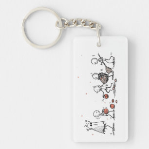 Adorable Halloween Stick Figure Scene Keychain