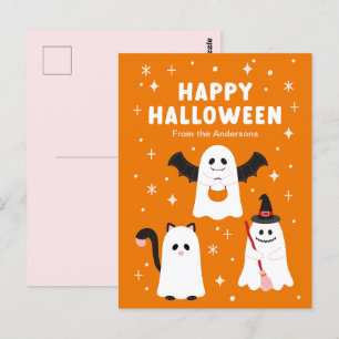 Adorable Halloween Trick or Treat Ghosts Postcard