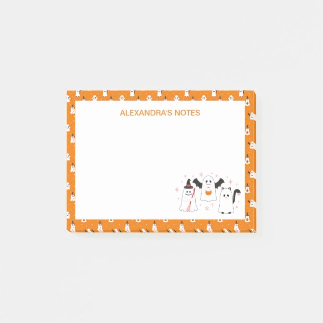 Adorable Halloween Trick or Treating Ghosts Post-it Notes (Front)