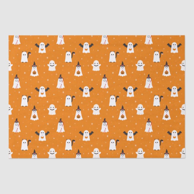 Adorable Halloween Trick or Treating Ghosts Tissue Paper (Front)