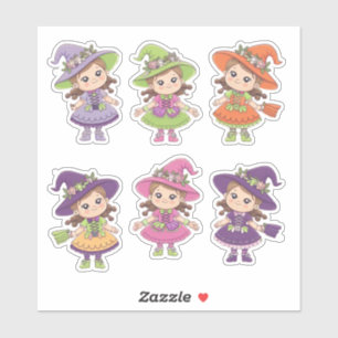 Adorable Halloween Witches Sticker Sheet