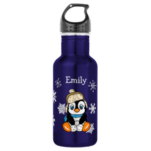 Adorable Hand drawn Penguin with Snowballs 532 Ml Water Bottle