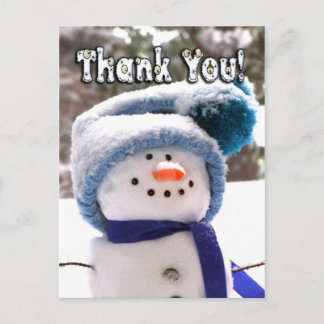 Adorable Handmade Snowman Thank You Postcard