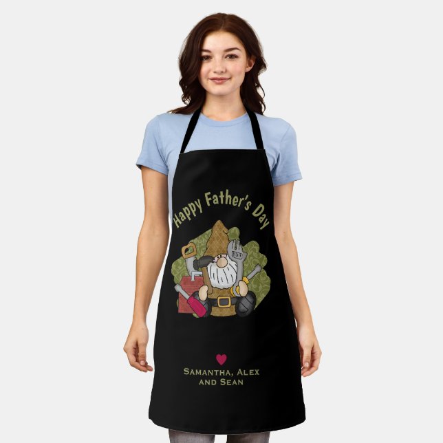 Adorable Handyman & Carpenter Garden Gnome Apron (Worn)