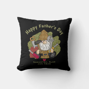 Adorable Handyman & Carpenter Garden Gnome Throw Pillow