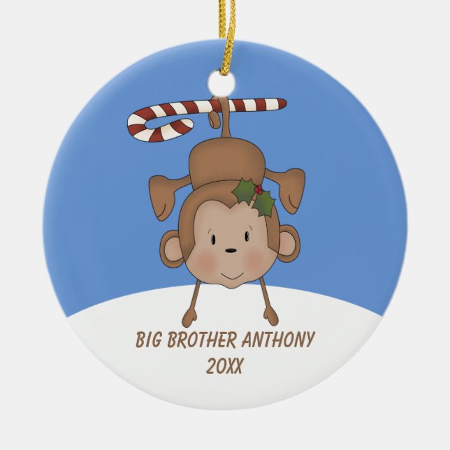 Adorable Hanging Monkey Big Brother Ornament (Front)