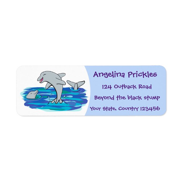 Adorable happy dolphins cartoon illustration (Front)