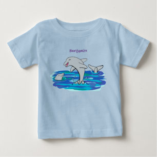 Adorable happy dolphins cartoon illustration baby T-Shirt