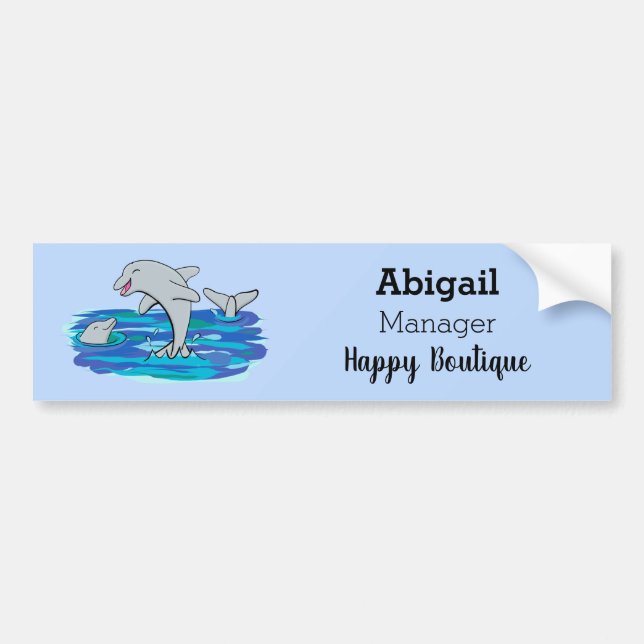 Adorable happy dolphins cartoon illustration bumper sticker (Front)