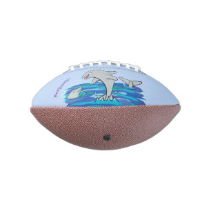 Adorable happy dolphins cartoon illustration football