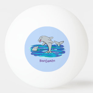 Adorable happy dolphins cartoon illustration ping pong ball