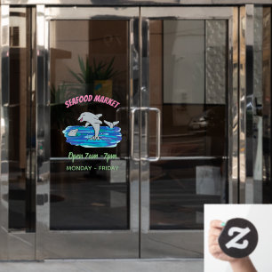 Adorable happy dolphins cartoon illustration  window cling