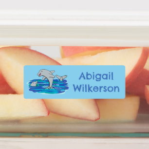 Adorable happy dolphins cartoon personalized