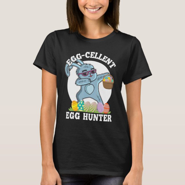 Adorable Happy Easter Tee Dabbing Rabbit Egg Hunte (Front)