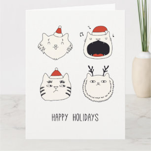 Adorable Happy Holdiays New Year Christmas Cats Card