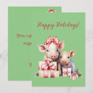 Adorable Happy Holidays Piggies Watercolor Cards