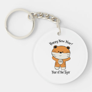 Adorable Happy New Year 2022 Year of the Tiger Keychain