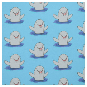 Adorable happy porpoise cartoon illustration fabric