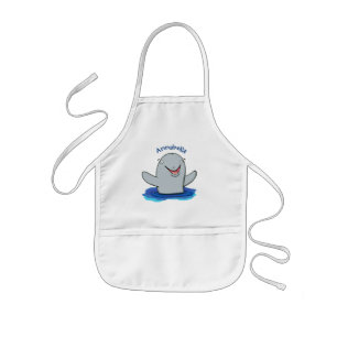 Adorable happy porpoise cartoon illustration kids apron
