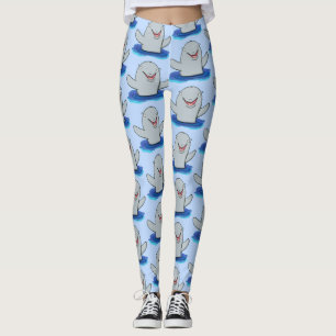 Adorable happy porpoise cartoon illustration leggings