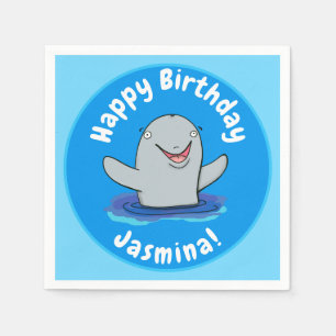 Adorable happy porpoise cartoon illustration napkin