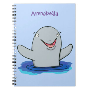 Adorable happy porpoise cartoon illustration notebook