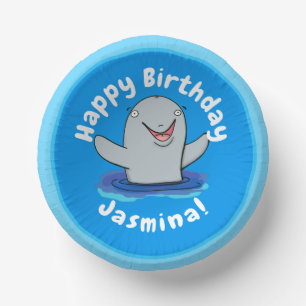 Adorable happy porpoise cartoon illustration paper plate