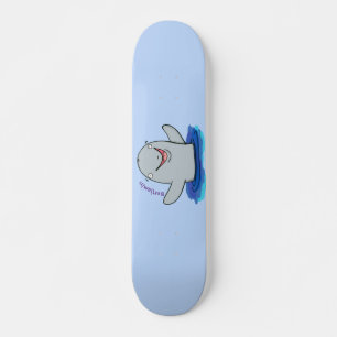 Adorable happy porpoise cartoon illustration skateboard