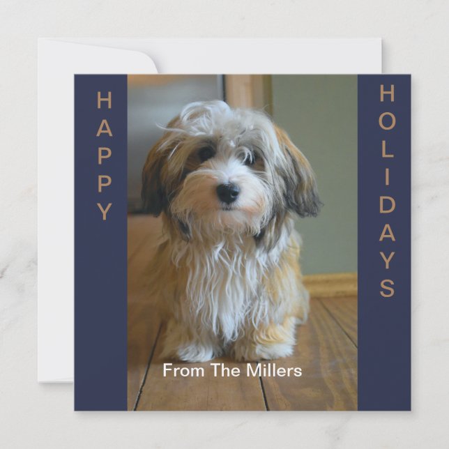 ADORABLE HAVANESE PERSONALIZED HAPPY HOLIDAY CARD (Front)