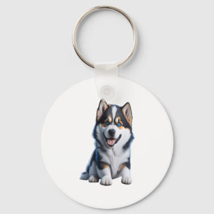 Adorable HD Alaskan Malamute Puppy Portrait - Embr Keychain