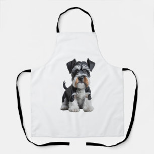 Adorable HD Miniature Schnauzer Puppy Portrait - E Apron