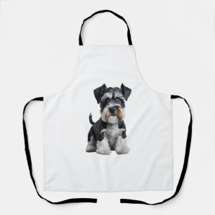 Adorable HD Miniature Schnauzer Puppy Portrait - E Apron