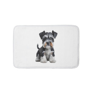 Adorable HD Miniature Schnauzer Puppy Portrait - E Bath Mat