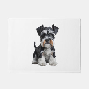 Adorable HD Miniature Schnauzer Puppy Portrait - E Doormat
