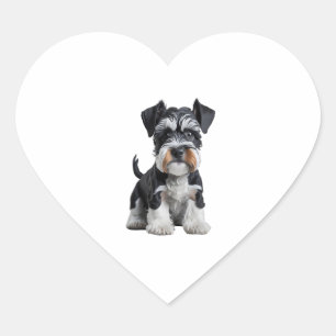 Adorable HD Miniature Schnauzer Puppy Portrait - E Heart Sticker