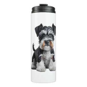Adorable HD Miniature Schnauzer Puppy Portrait - E Thermal Tumbler
