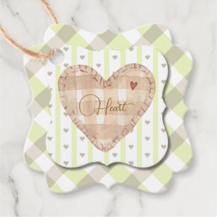 Adorable heart pattern Modern Valentine Green Favour Tags