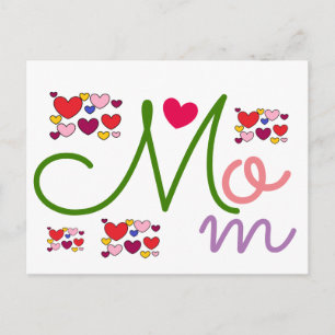 Adorable Hearts Mom Cute Postcard