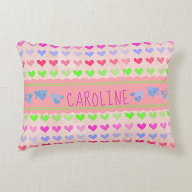 Adorable Hearts Personalized Accent Pillow (Front)
