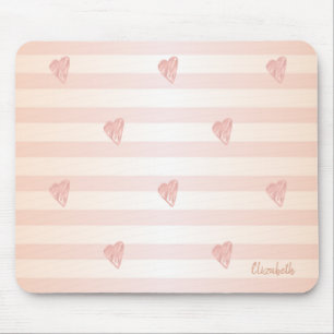 Adorable Hearts, Stripes -Personalized Mouse Pad