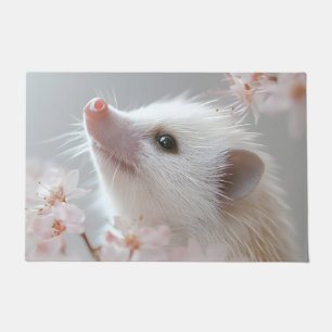 Adorable Hedgehog Among Spring Blossoms  Doormat