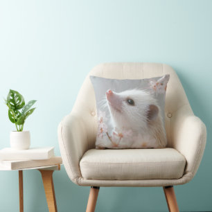 Adorable Hedgehog Among Spring Blossoms Throw Pillow