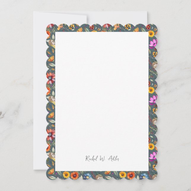 Adorable Hedgehog & Botanicals Custom Card (Front)